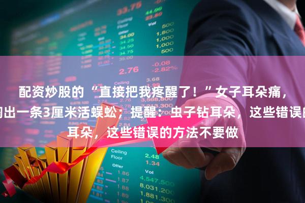 配资炒股的 “直接把我疼醒了！”女子耳朵痛，就医后医生掏出一条3厘米活蜈蚣；提醒：虫子钻耳朵，这些错误的方法不要做